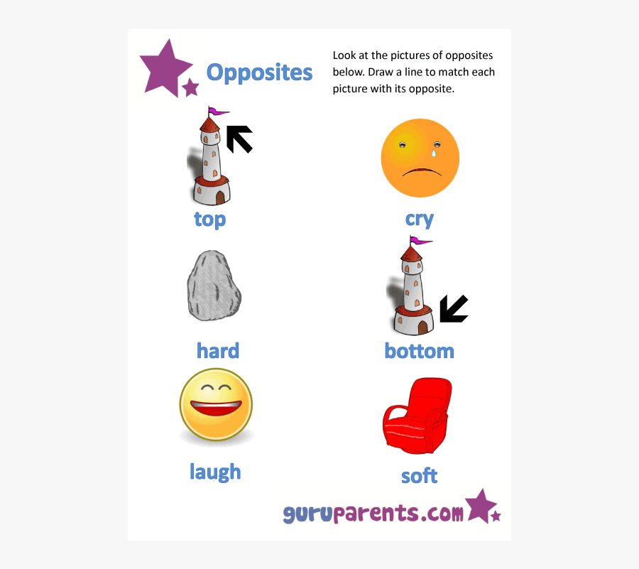 Opposites Worksheets Match The - Challenge Supporting Kids With Cancer, Transparent Clipart