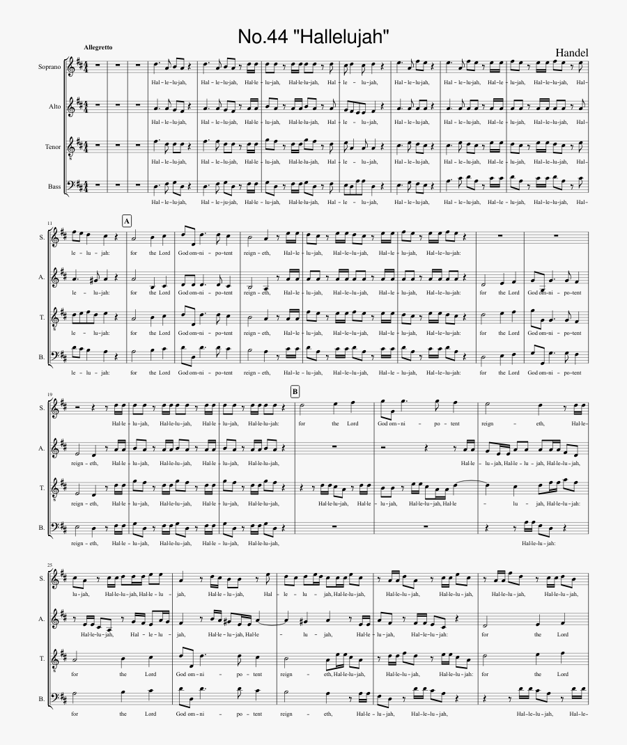 Hallelujah Chorus Sheet Music Free, Transparent Clipart