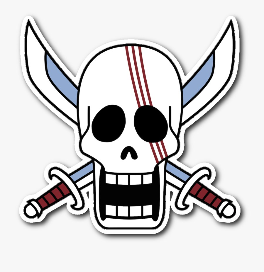 Red Hair Pirates Jolly Roger Sticker - Red Hair Pirate Flag, Transparent Clipart