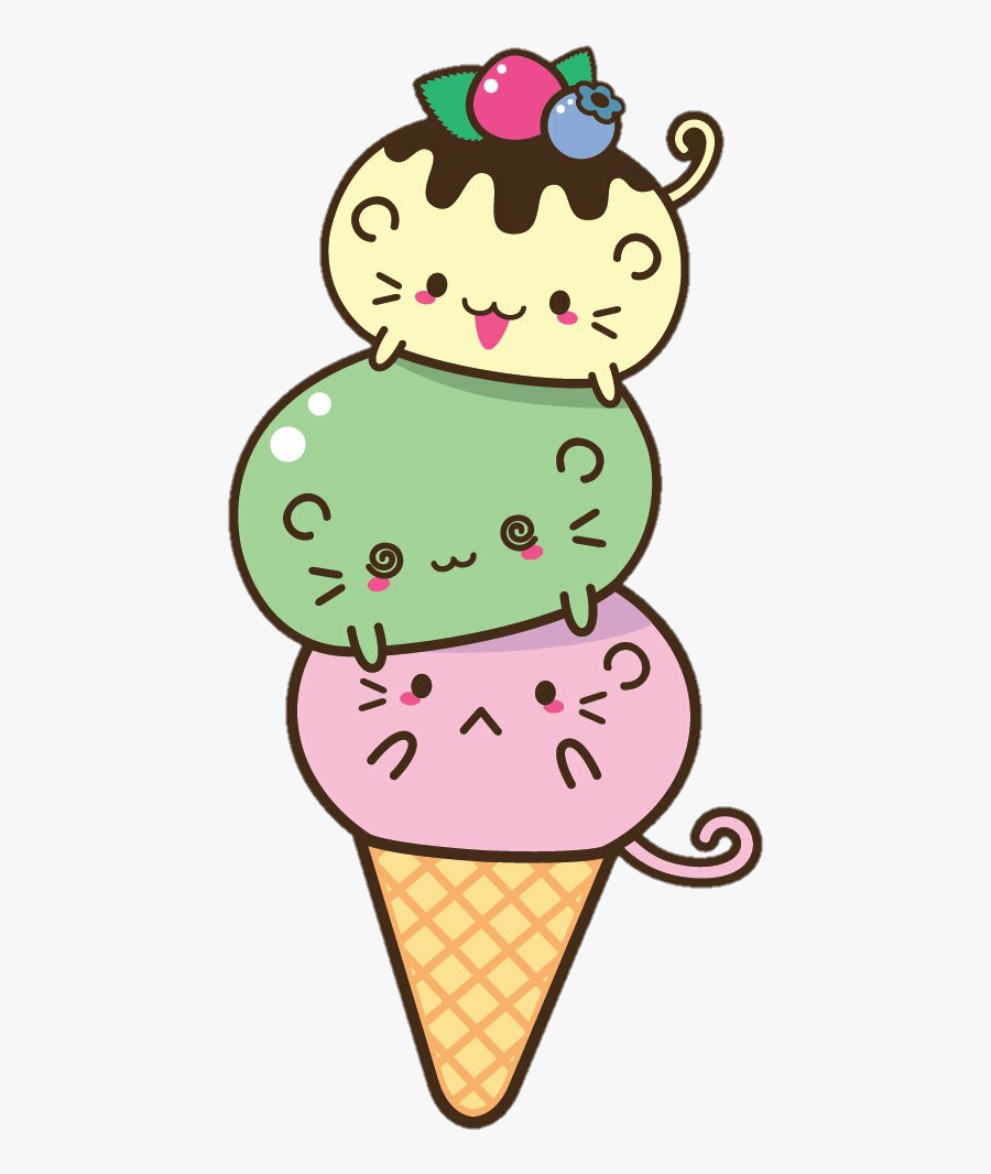 #sundae #icecream #meow #cat #cats #cartoon #cute #colorful - Cute Kawaii Food Clipart, Transparent Clipart