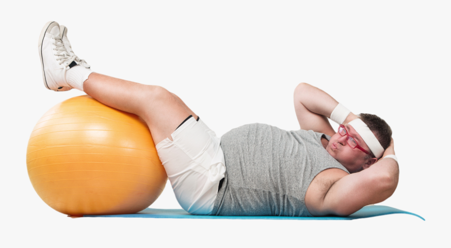 Fat Man Doing Exercise, Transparent Clipart