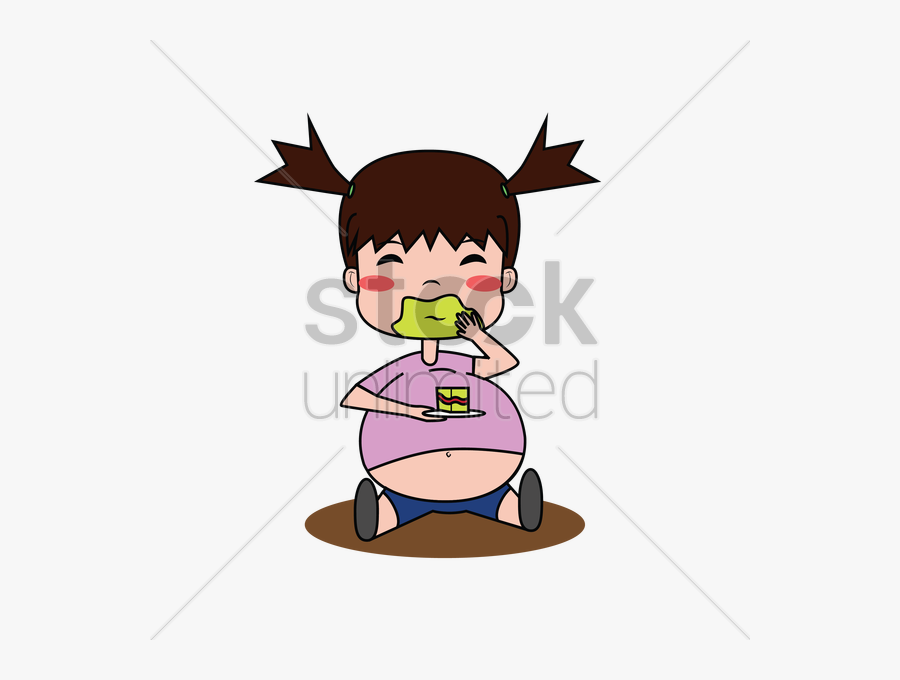 Fat Lady Clipart - Full Stomach Girl Cartoon, Transparent Clipart
