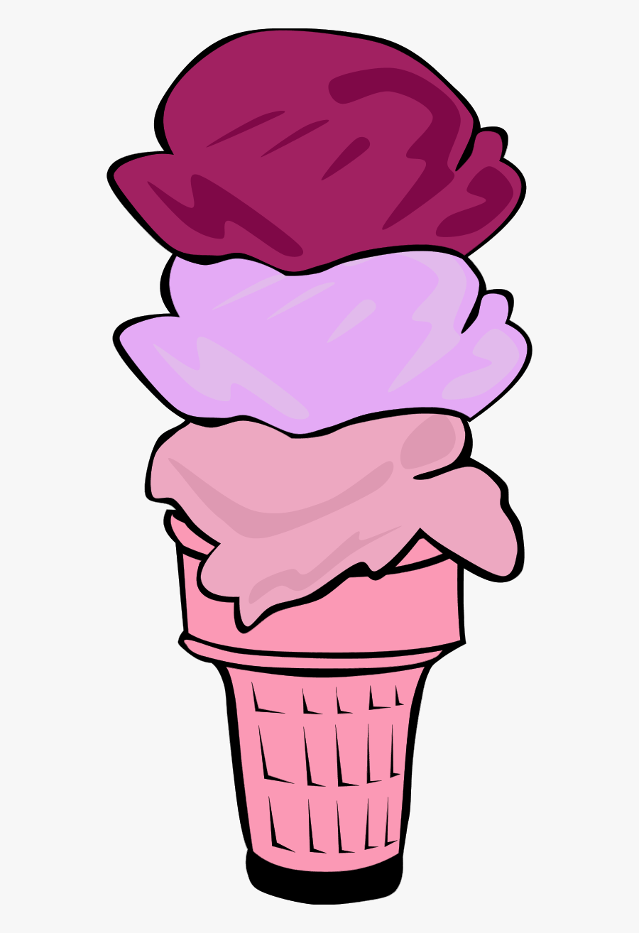 Vanilla Chocolate Ice Cream Cone Clipart , Png Download - Ice Cream Cone With 3 Scoops, Transparent Clipart