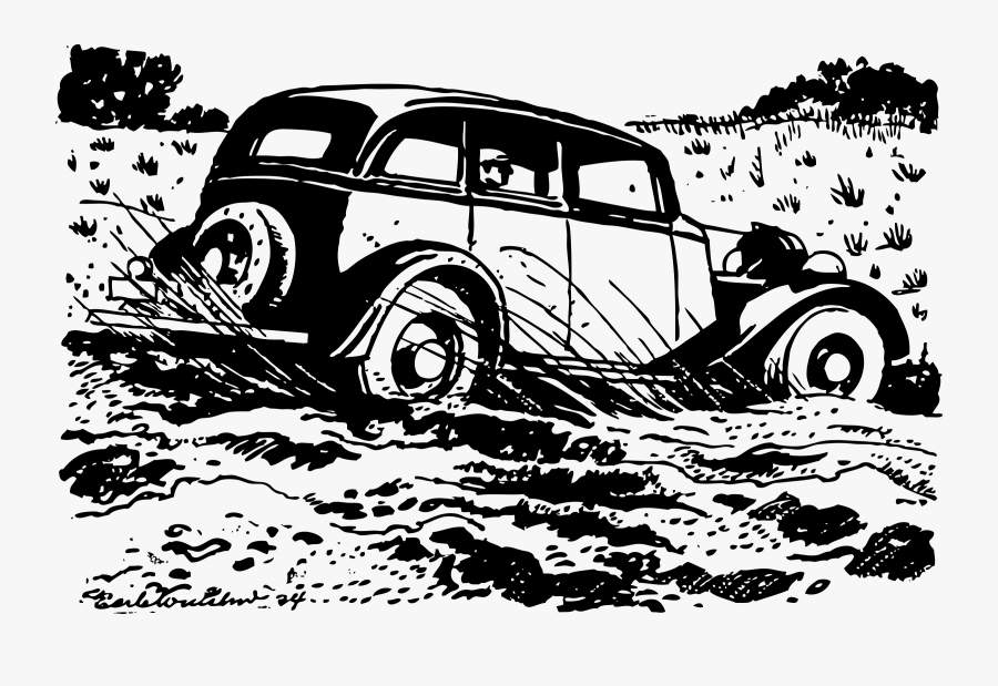 Classic Car,compact Car,monochrome Photography - Car In Desert Drawing, Transparent Clipart
