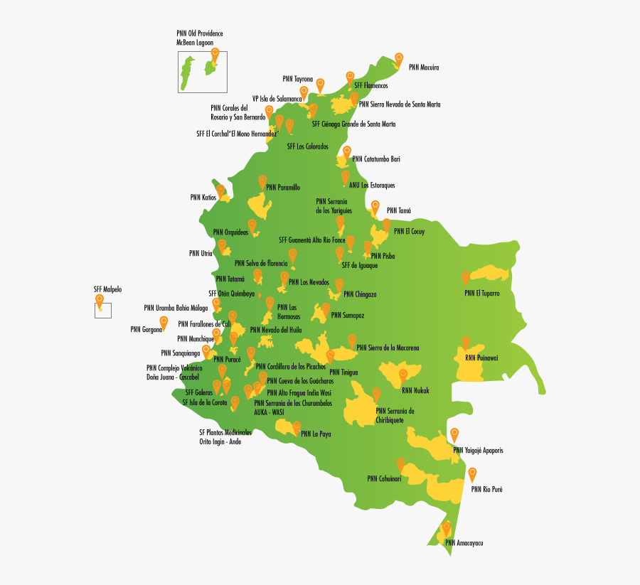 Colombia Clipart - Mapa De Parques Nacionales De Colombia, Transparent Clipart