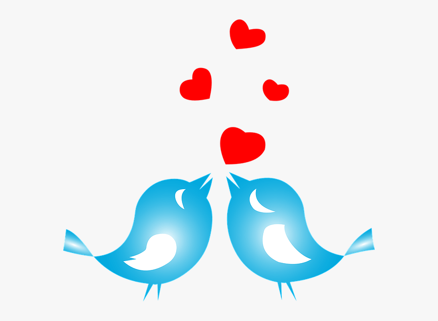 Love Birds With Hearts, Transparent Clipart