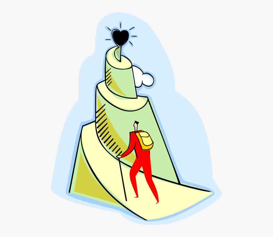 Vector Illustration Of Businessman Climbing Mountain - Mountain Climbing Art Png, Transparent Clipart