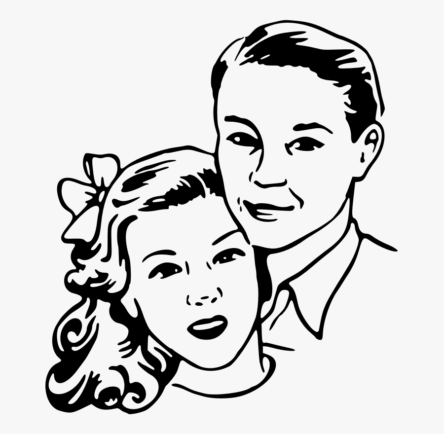 Romantic , Couple , - Vintage Couple Clipart Black And White , Free Transpa...