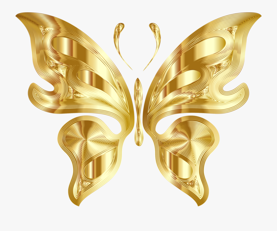 Butterfly,symmetry,gold - Golden Butterfly Transparent Background, Transparent Clipart