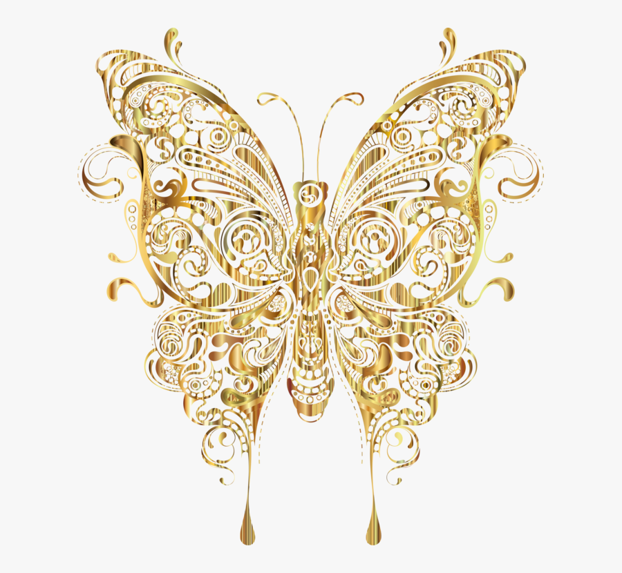 Transparent Gold Butterflies Clipart, Transparent Clipart