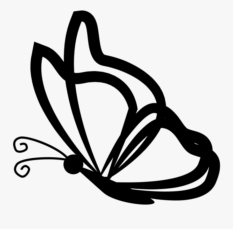 Butterfly With Transparent Wings - Butterfly Outline Side View , Free