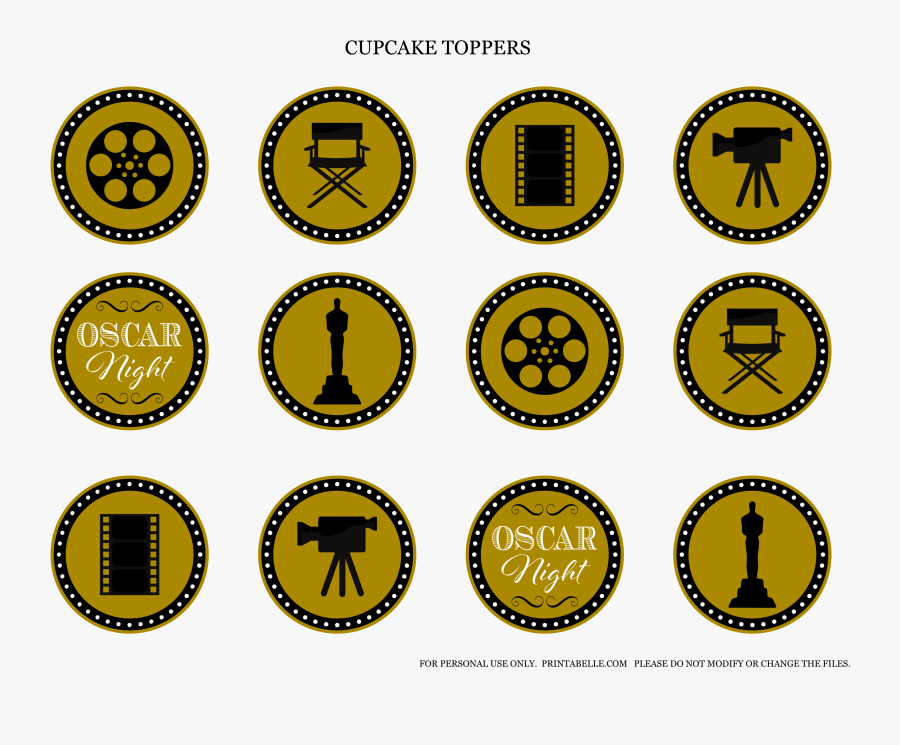 Cinema Clipart Oscar Night - Oscar Cupcake Toppers, Transparent Clipart