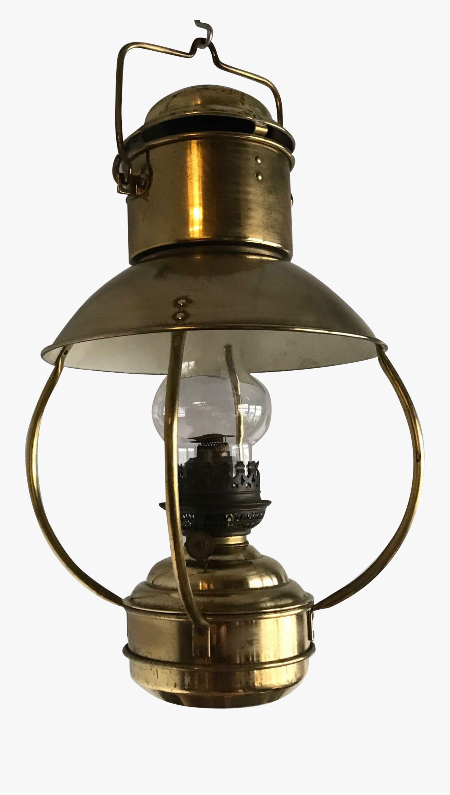 Antique Hand Forged Brass Hanging Oil Lamp From Europeantiqueshop - Ceiling Fixture, Transparent Clipart