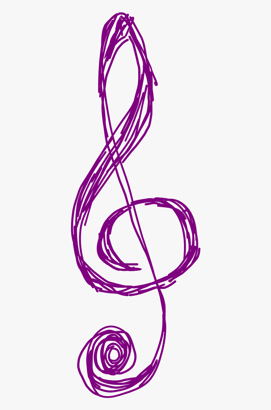 Clef Music Purple Free Picture - Hand Drawn Treble Clef, Transparent Clipart