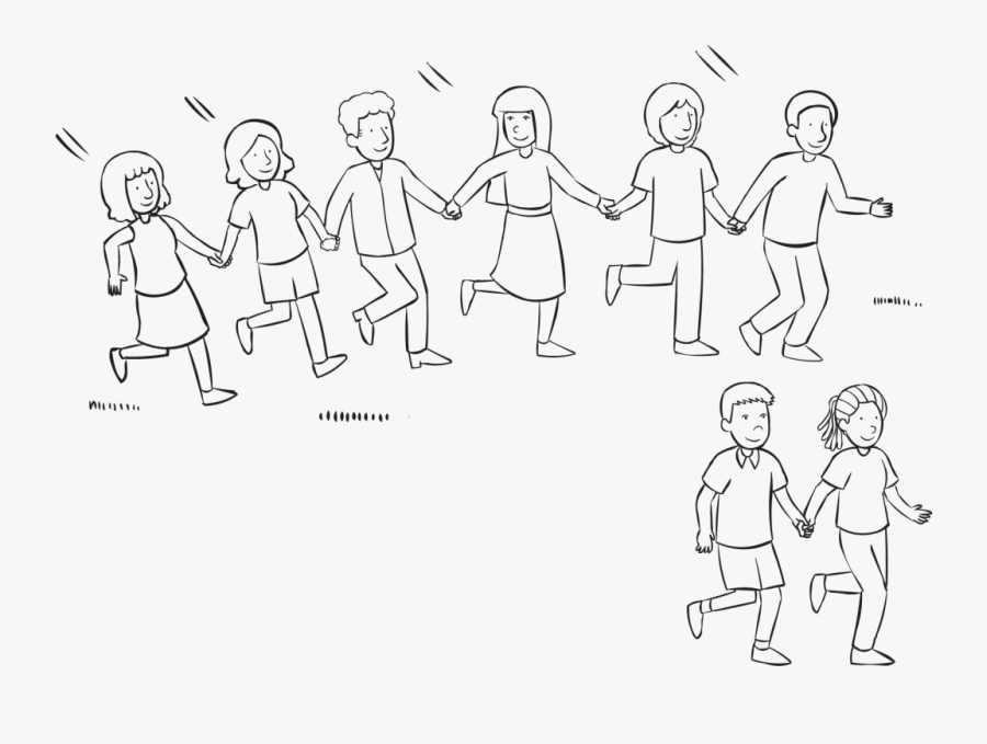 Line Of People Holding Hands Chasing Pairs In Classic, Transparent Clipart