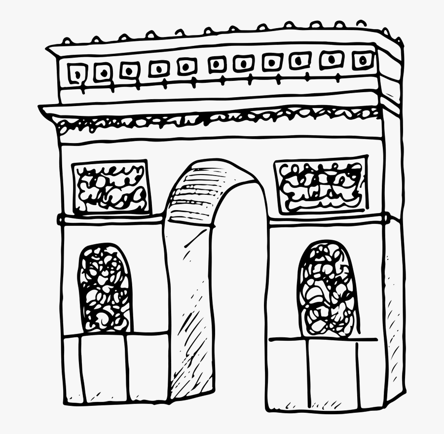 Arch,architecture,line Art,clip Art,font,line,coloring - Arc De Triomphe Dessin Transparent, Transparent Clipart