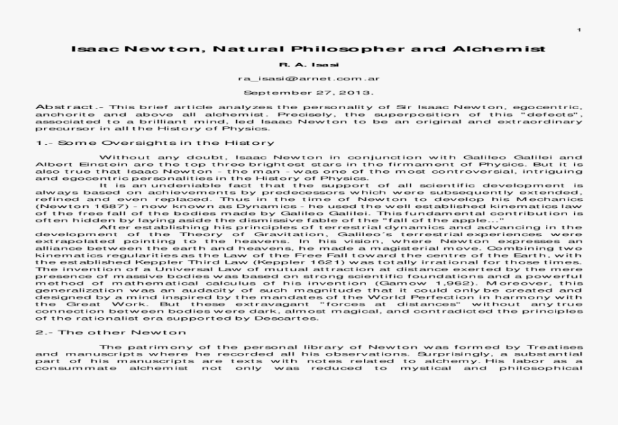 Isaac Newton, Natural Philosopher And Newton, Natural - Wniosek O Przywrócenie Terminu, Transparent Clipart