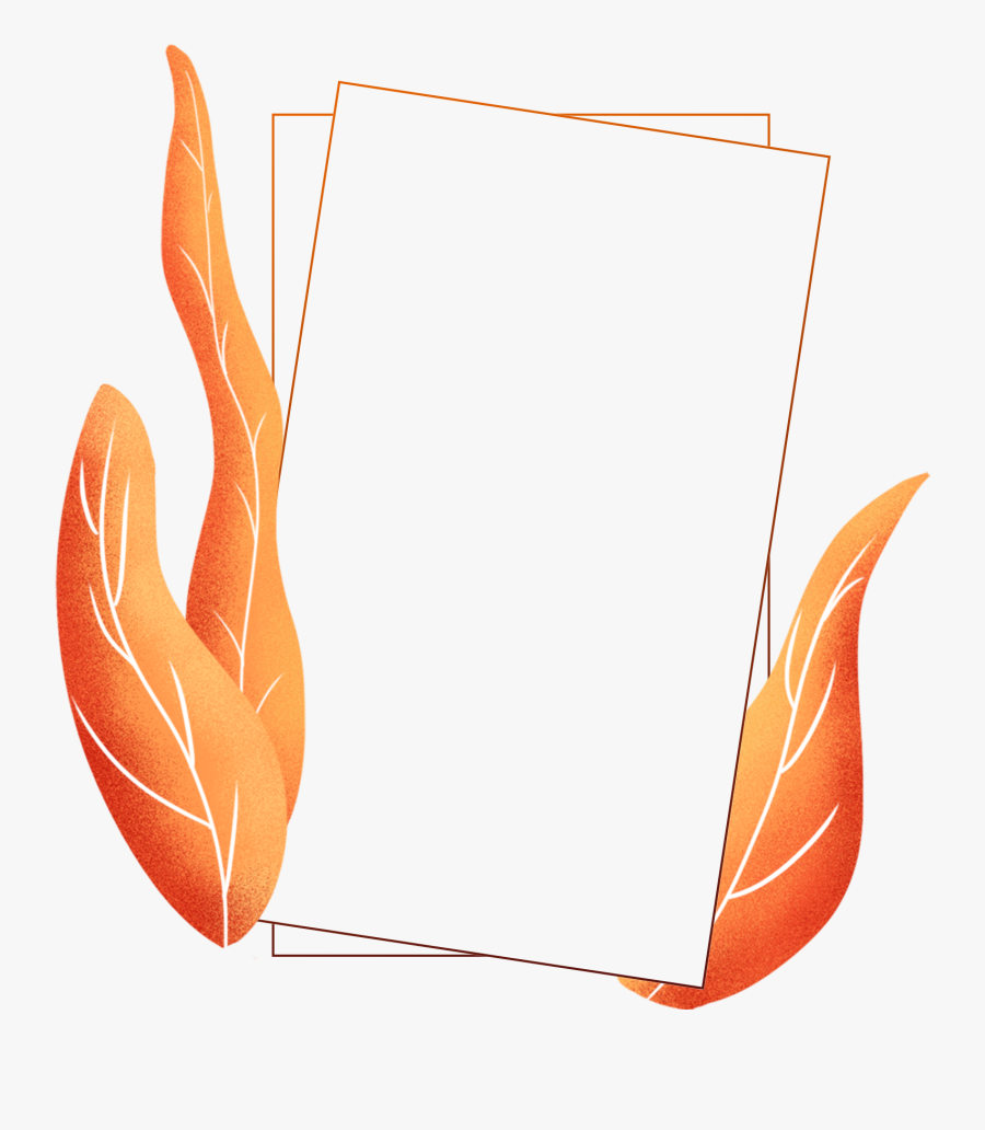 Hand Painted Plants Coral Orange Border Color Png And - Bordes De Plantas Png, Transparent Clipart