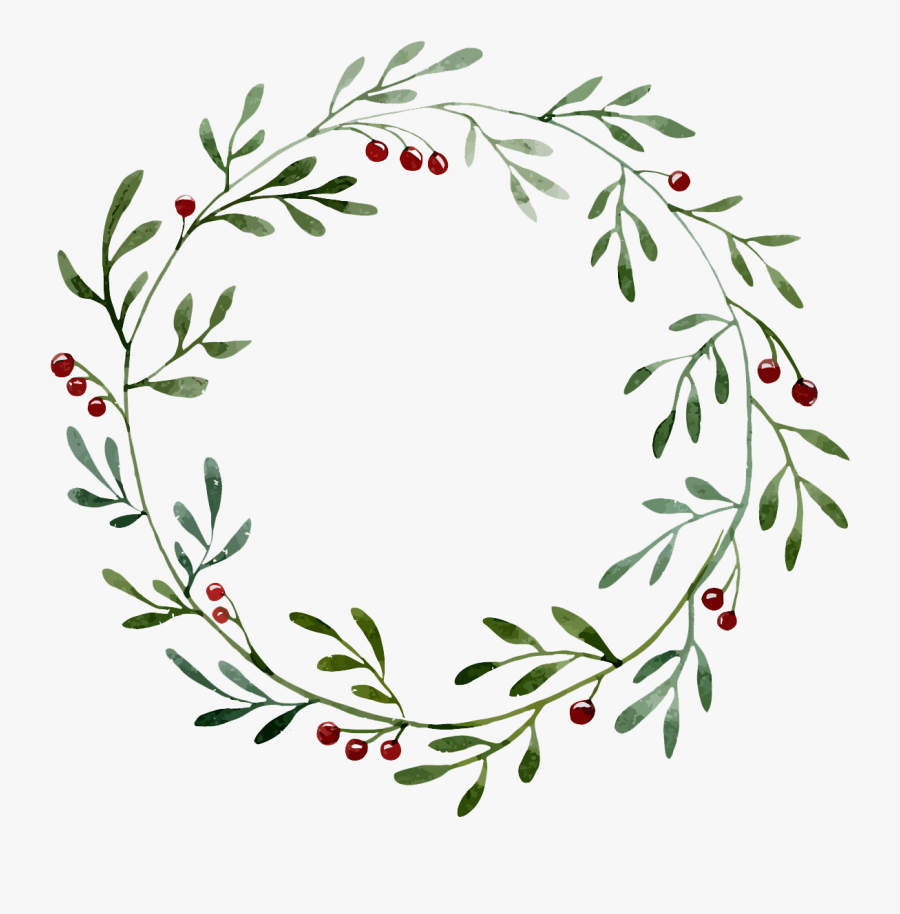 Plant Border Wreath Illustration Hollow Watercolor - Watercolor Christmas Wreath Png, Transparent Clipart