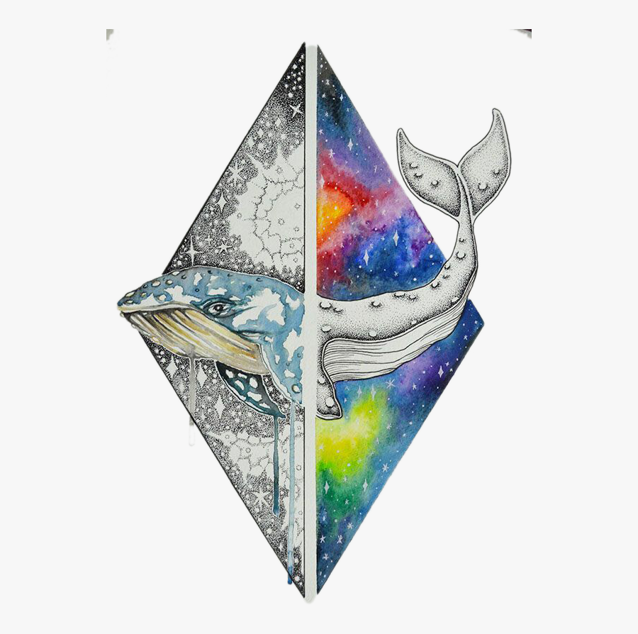 Whale Tattoo Art Prismatic Watercolor The Painting - Triangle Drawings Colour, Transparent Clipart