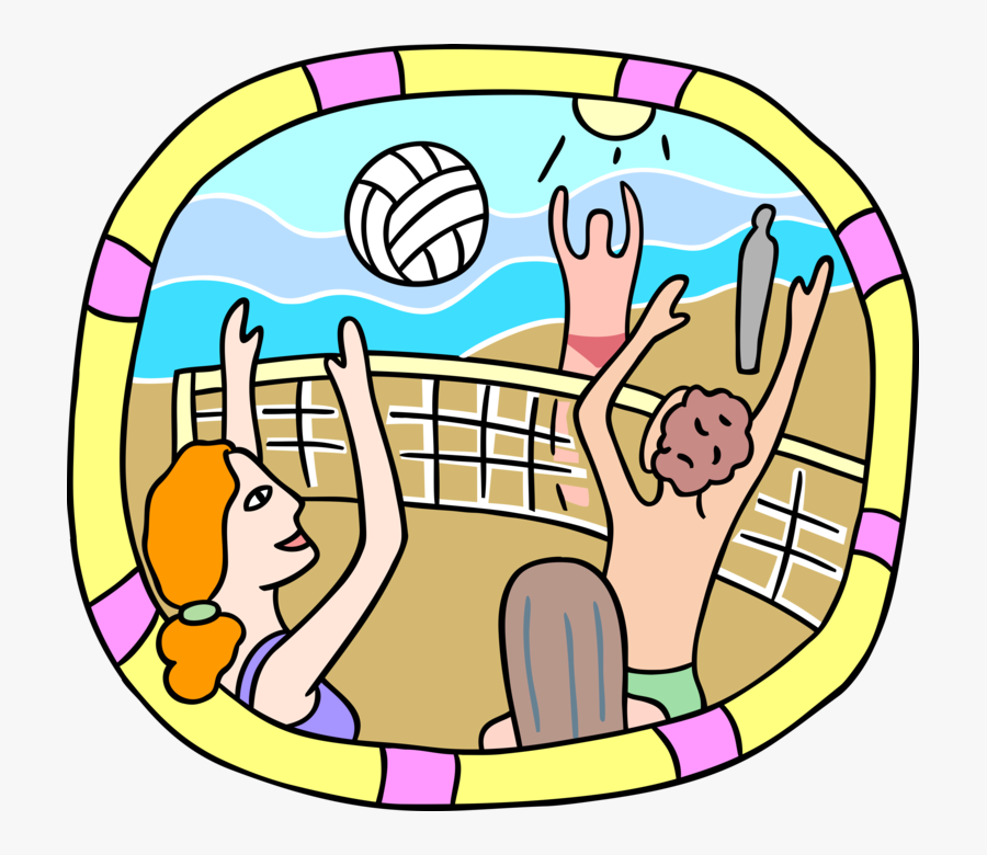 Vector Illustration Of Sport Of Beach Volleyball Players, Transparent Clipart