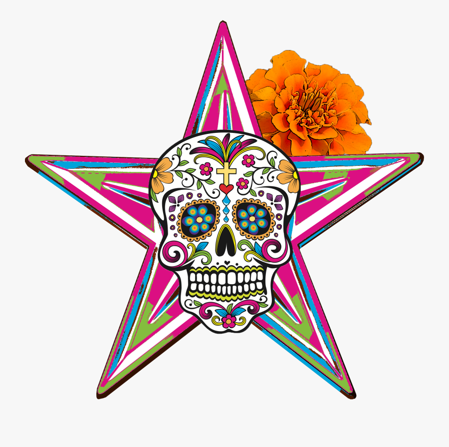 Barnstar Día De Los Muertos - Sugar Skull Vector Png, Transparent Clipart
