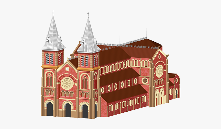 Notre Dame Cathedral Saigon Vector, Transparent Clipart