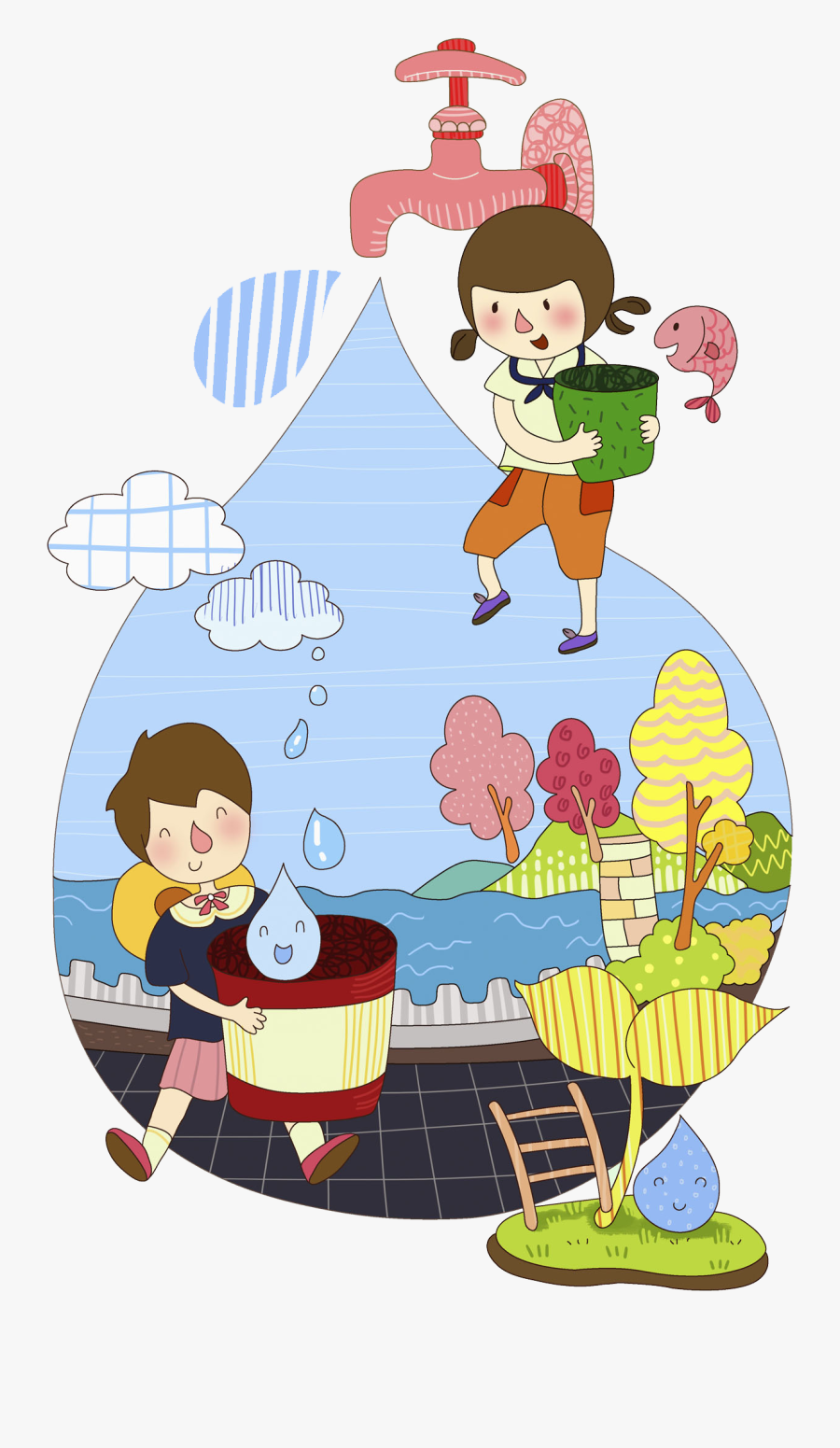 Transparent Save Water Clipart Images - Save Water Cartoon Png, Transparent Clipart