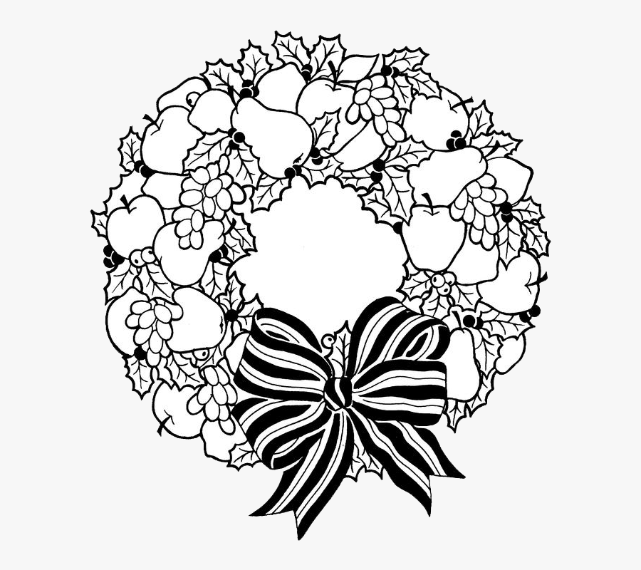 Transparent Holiday Wreath Clipart - Christmas Wreath Coloring Page For Adults, Transparent Clipart