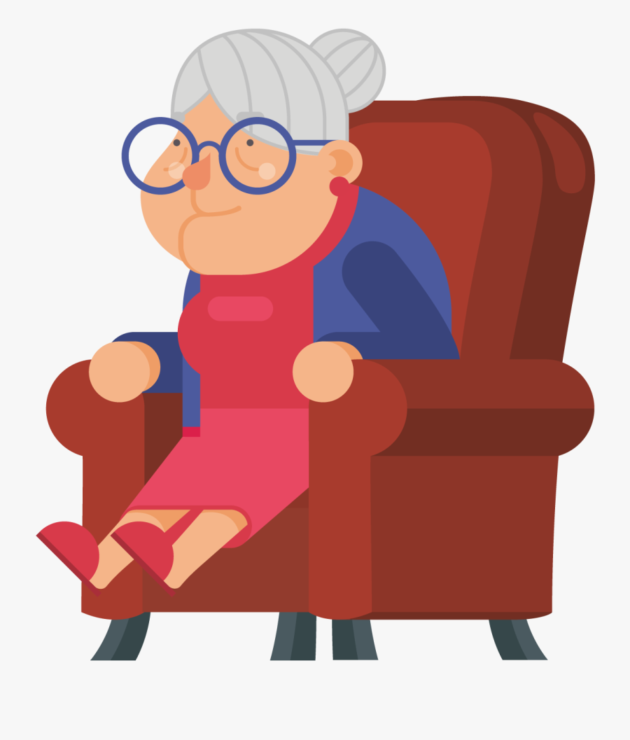 Transparent Cartoon Chair Png - Cartoon Grandma In Chair, Transparent Clipart