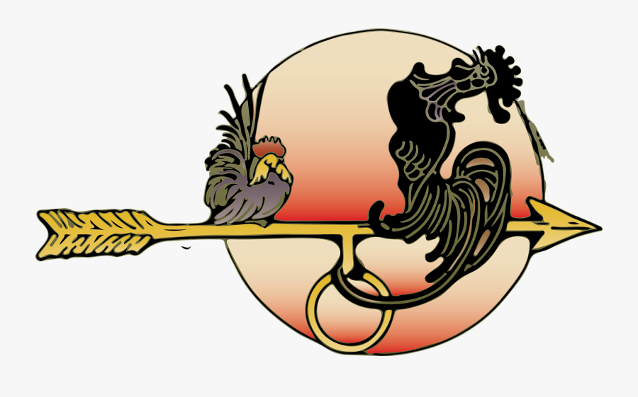 Roster, Weather Vane, Cock, Compass, Direction, East - Galo Do Vento Silhueta, Transparent Clipart