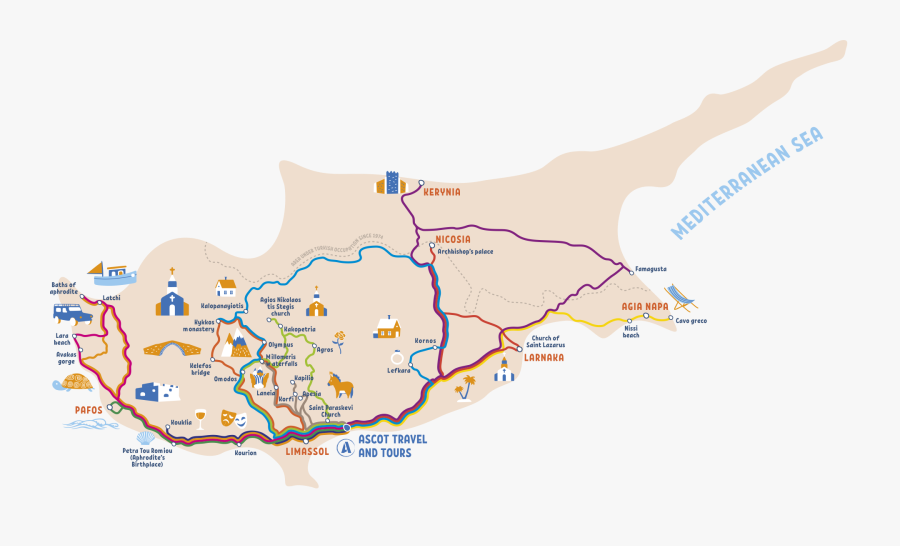 Cyprus Map To Colour, Transparent Clipart