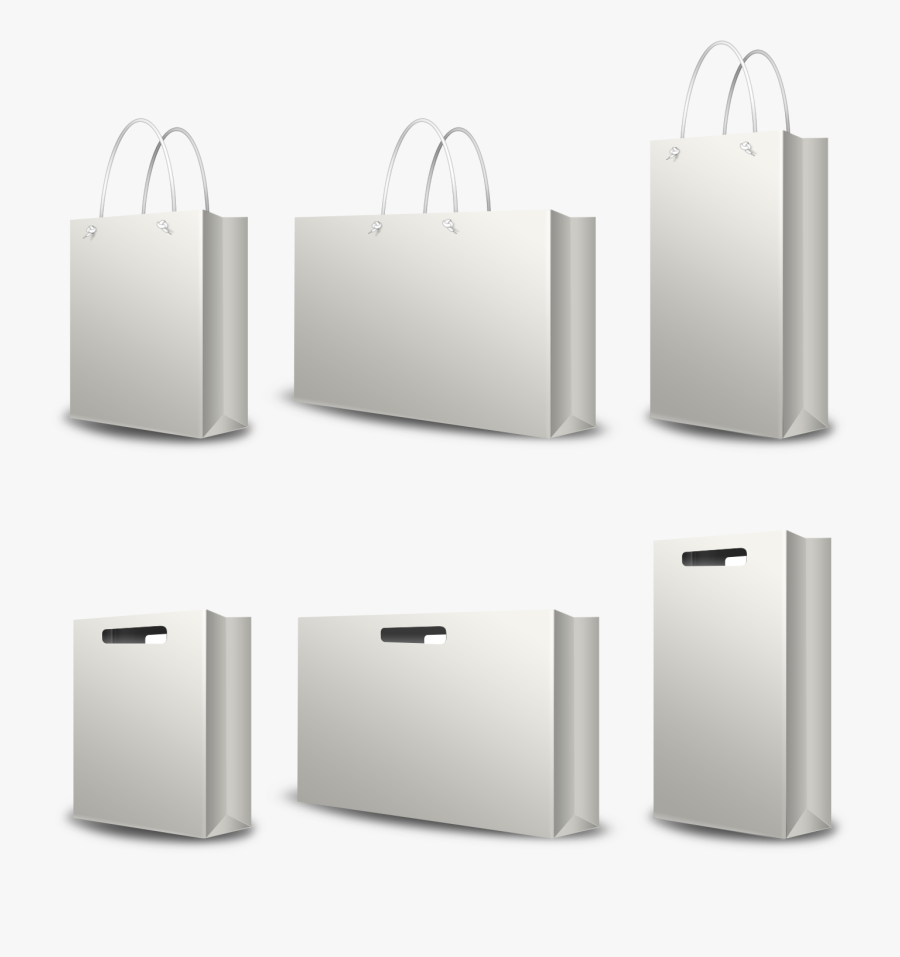 Clip Art Paper Bags Template - Plastic Gift Bag Mockup, Transparent Clipart