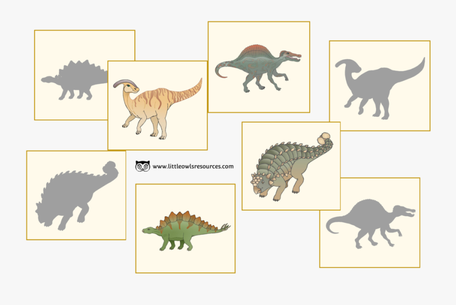 Dinosaur Silhouette Match Cards, Transparent Clipart