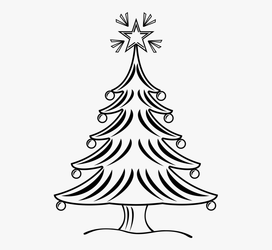 Christmas Tree Drawing Black And White Clip Art Christmas - Xmas Tree Black And White, Transparent Clipart