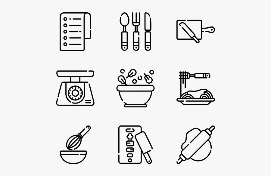 Clip Art Kitchen Utensils Drawing - Back To School Icons, Transparent Clipart