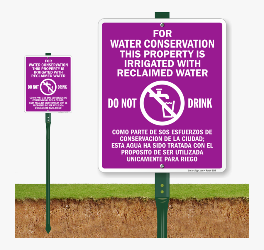 Bilingual Water Conservation Property Is Irrigated - Pet Relief Area Sign, Transparent Clipart