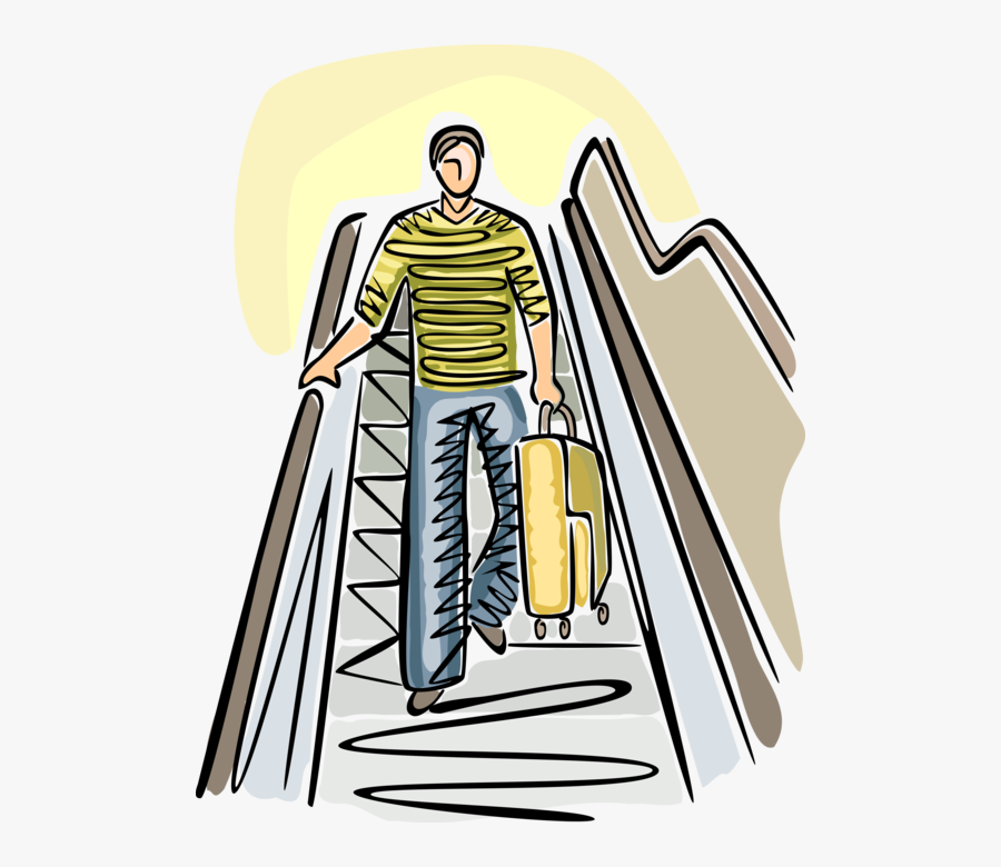 Vector Illustration Of Holiday Vacation Traveler Passenger - Png Descendo Escada, Transparent Clipart