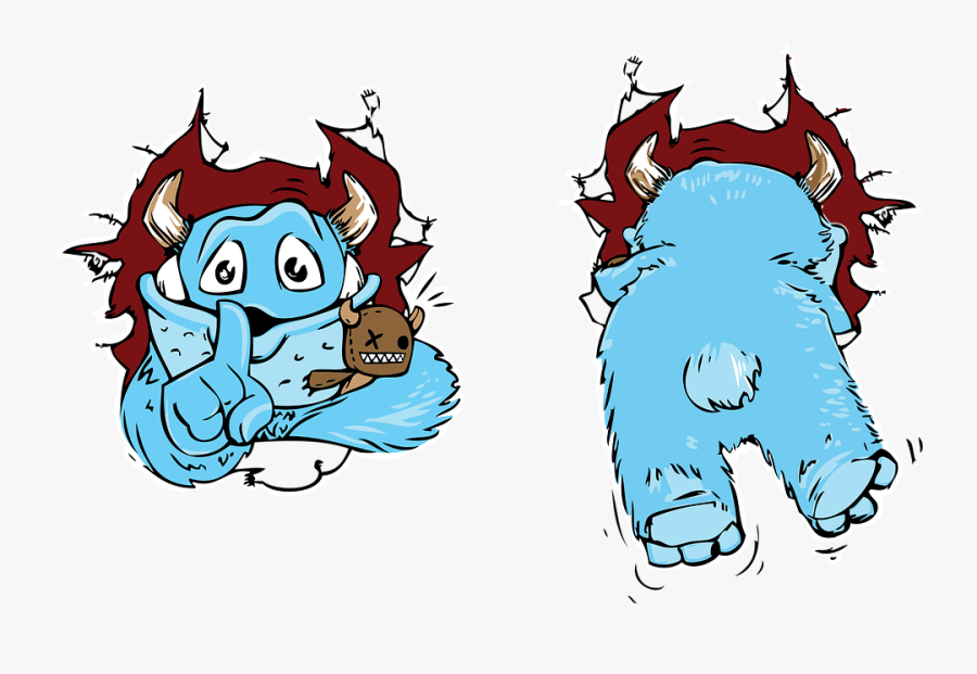 Monster, Cute, Shush, Fun, Fur, Fluffy, Adorable, Horns - Gambar Kartun Monster Vector, Transparent Clipart