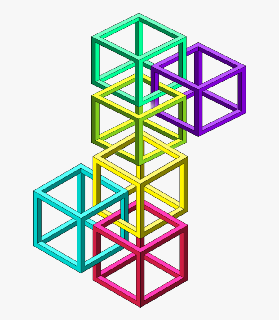#squares #geometric #shapes #colorful #blocks - Illusion Cube Transparent, Transparent Clipart
