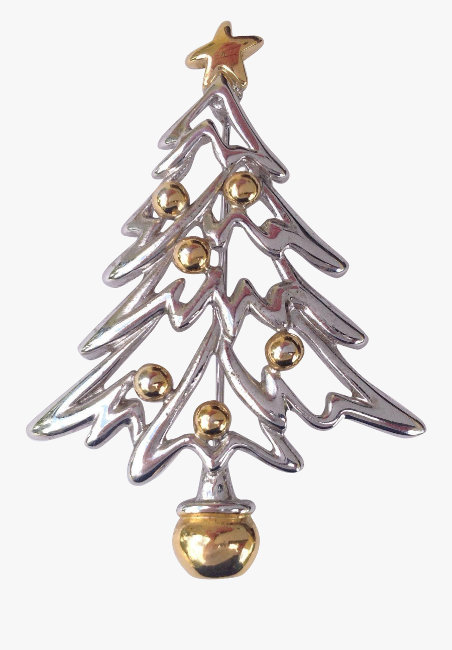 Vintage Modern Silver And Gold Tone Christmas Tree - Christmas Ornament, Transparent Clipart
