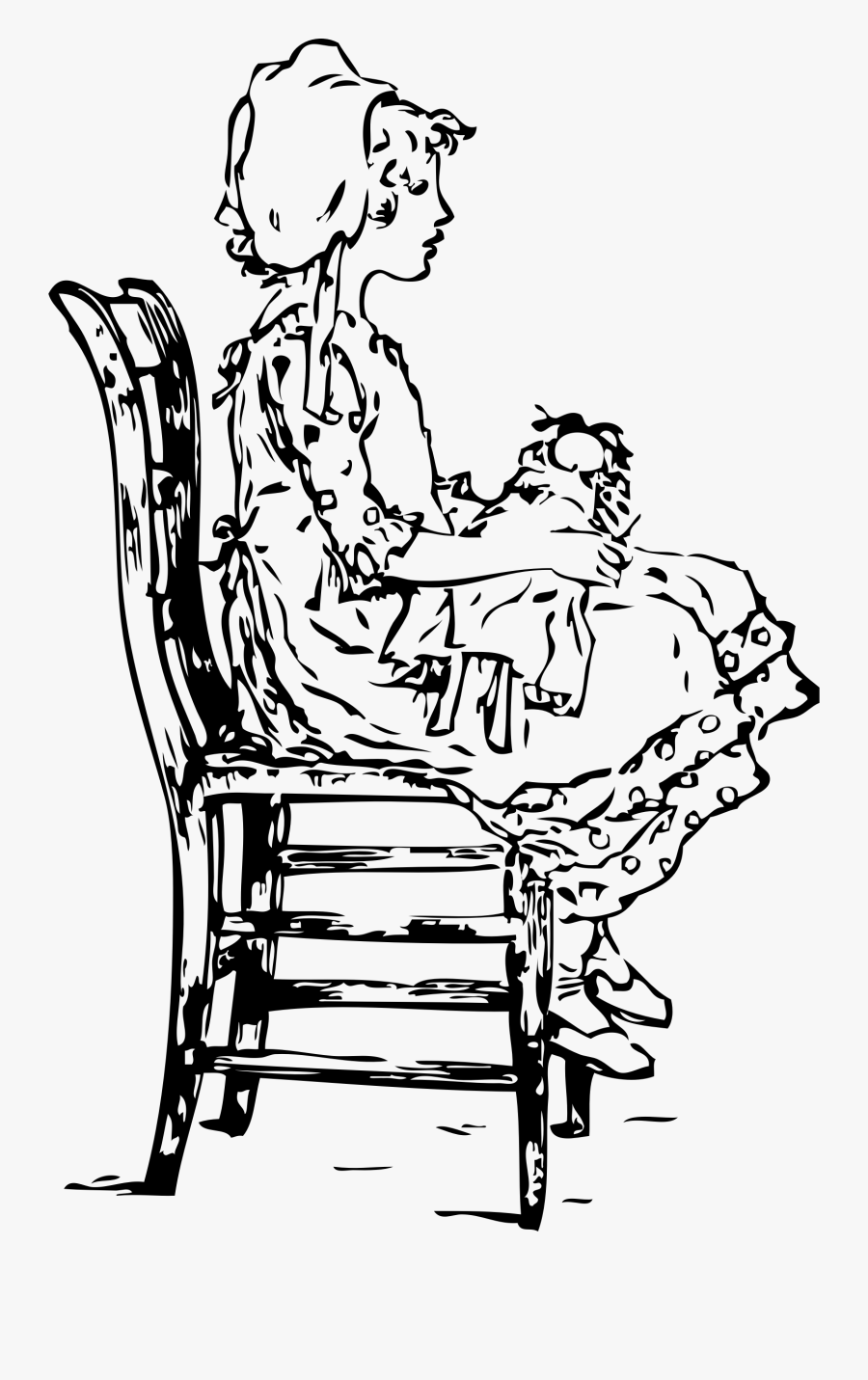 Girl Sitting On A Chair - Girl Sitting On A Chair Drawing, Transparent Clipart