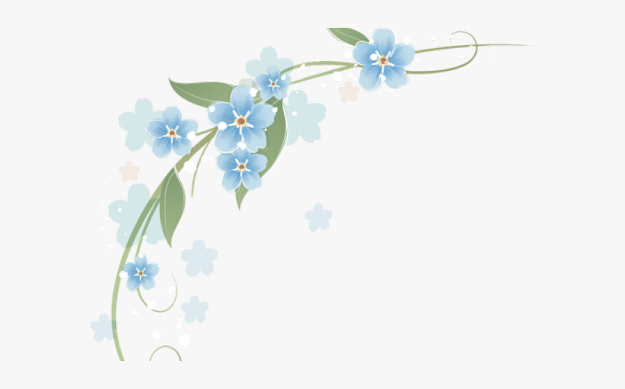 Forget Me Not Clipart Corner Border - Corner Forget Me Not Border, Transparent Clipart