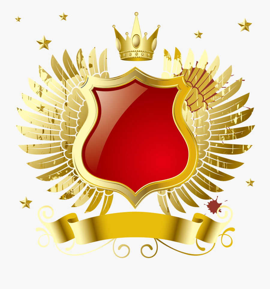 Golden Computer Crown Vector Mp3 File Badge Clipart - Golden Shield With Crown Png, Transparent Clipart