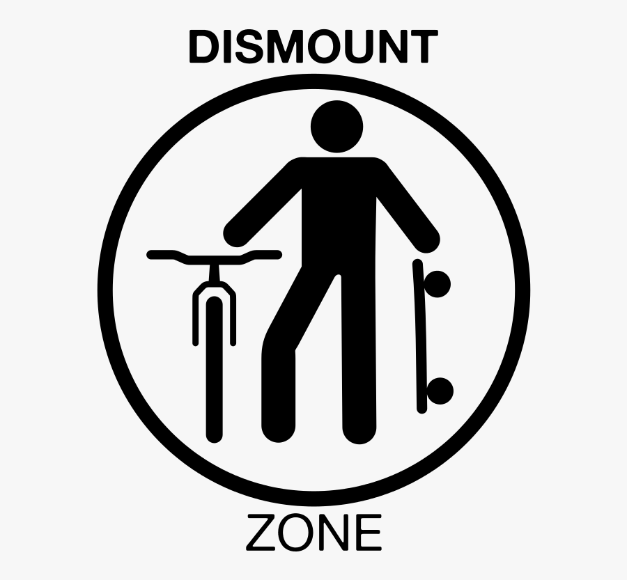 Bike Dismount Zone - Walk Your Wheels Sign, Transparent Clipart