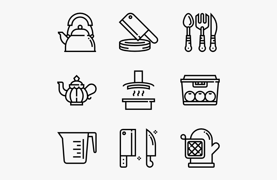Utensils Vector Kitchen Ware - Family Icon Transparent Background, Transparent Clipart
