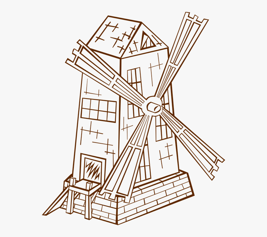 Transparent Mill Clipart - Windmills Middle Ages Drawing, Transparent Clipart