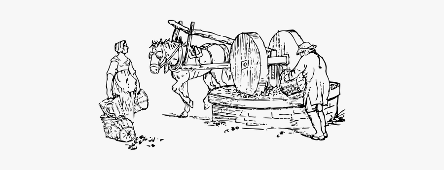 Vector Image Of Old Cider Mill - Dibujo De Un Caballo En Un Molino, Transparent Clipart
