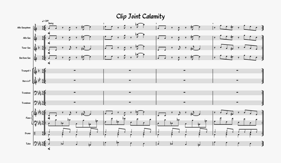 Transparent Alto Sax Clipart - Sheet Music, Transparent Clipart