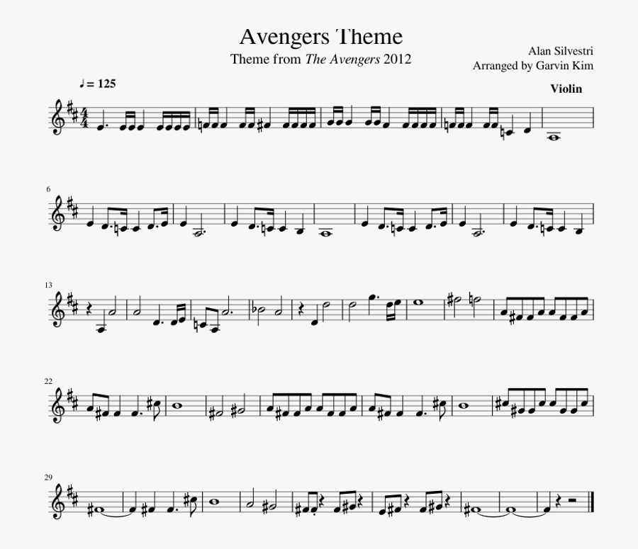 Transparent Sheet Music Clipart - Avengers Theme Alto Sax Solo, Transparent Clipart